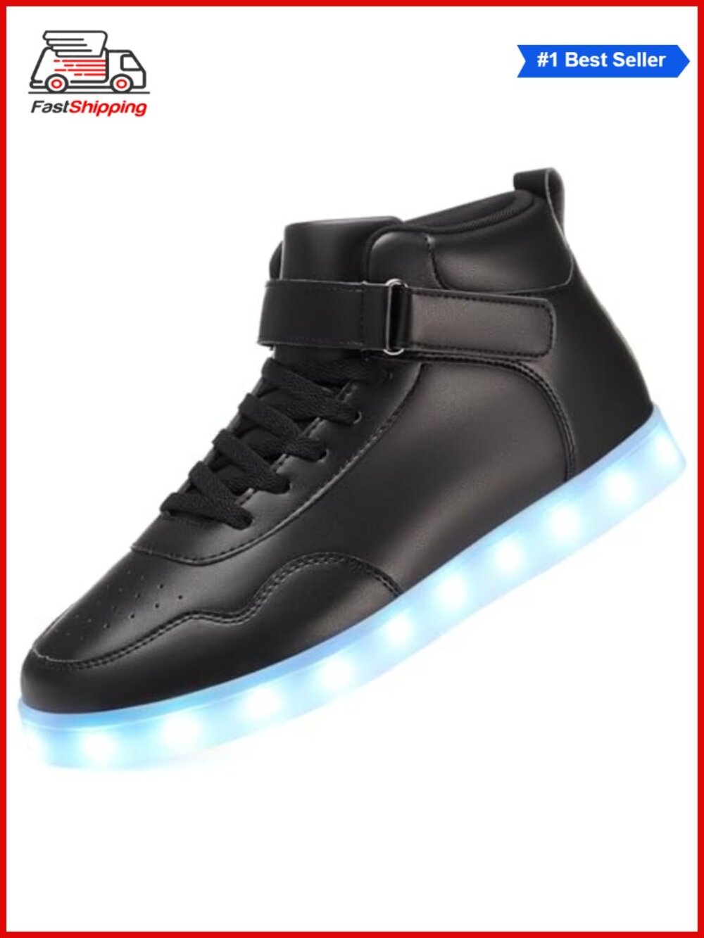 Unisex Rechargeable LED Light Up High Top Sneakers Microfiber Leather